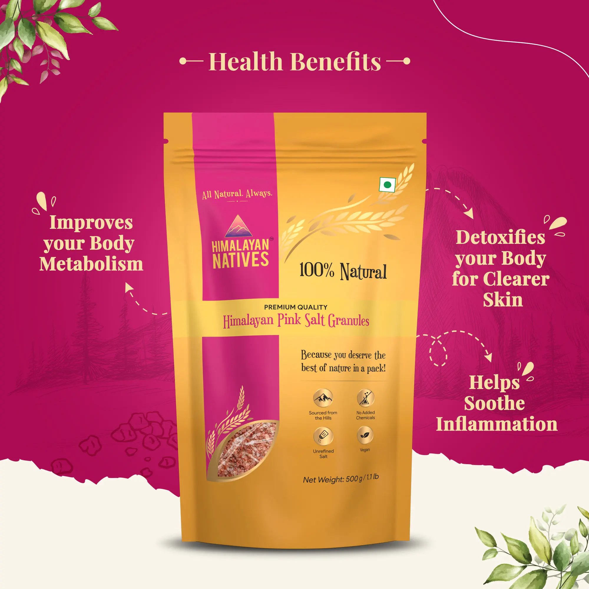 Health Benefits - Pink Salt Granules