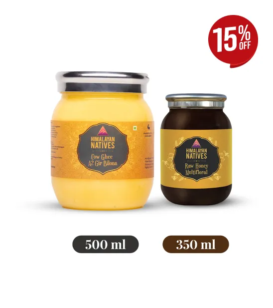 A2 Gir Cow Bilona Ghee & Raw Honey Combo